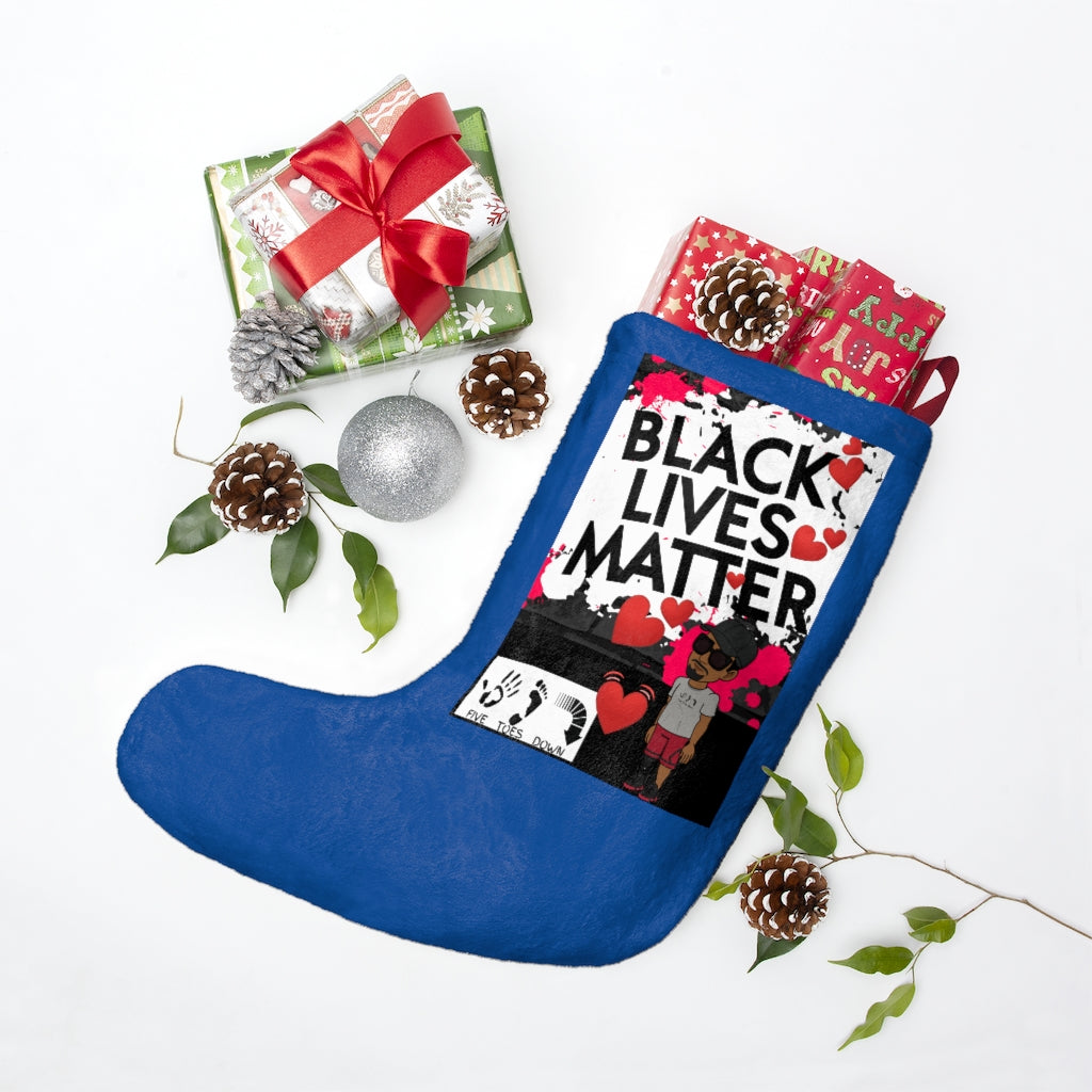 Five Toes Down BLM Christmas Stockings Blue