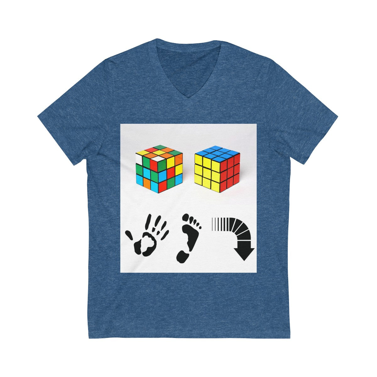 Five Toes Down Cube Unisex V-Neck Tee